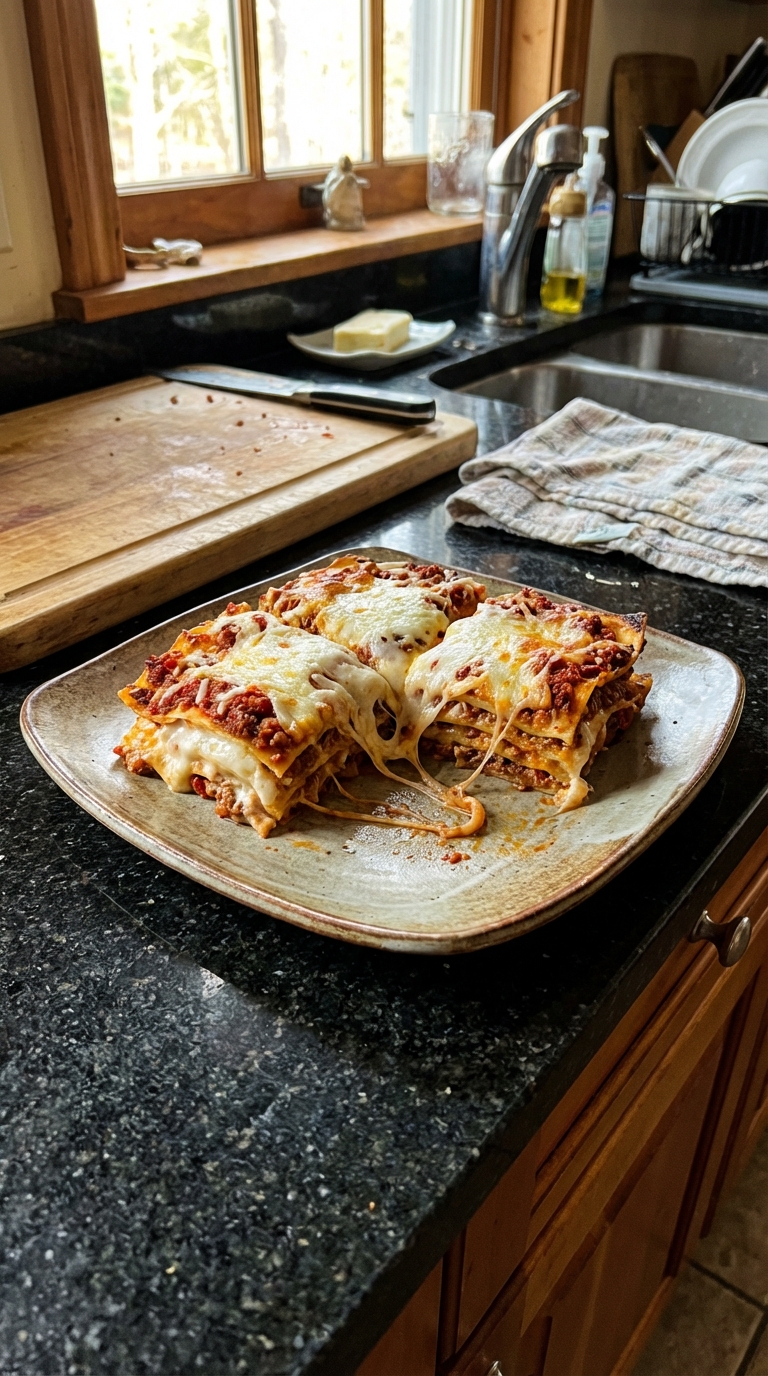 Zweifarbige Hackfleisch Lasagne