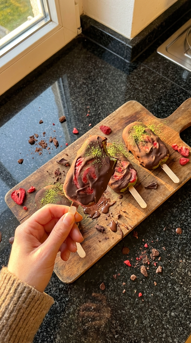 Schoko Erdbeer Matcha Pops