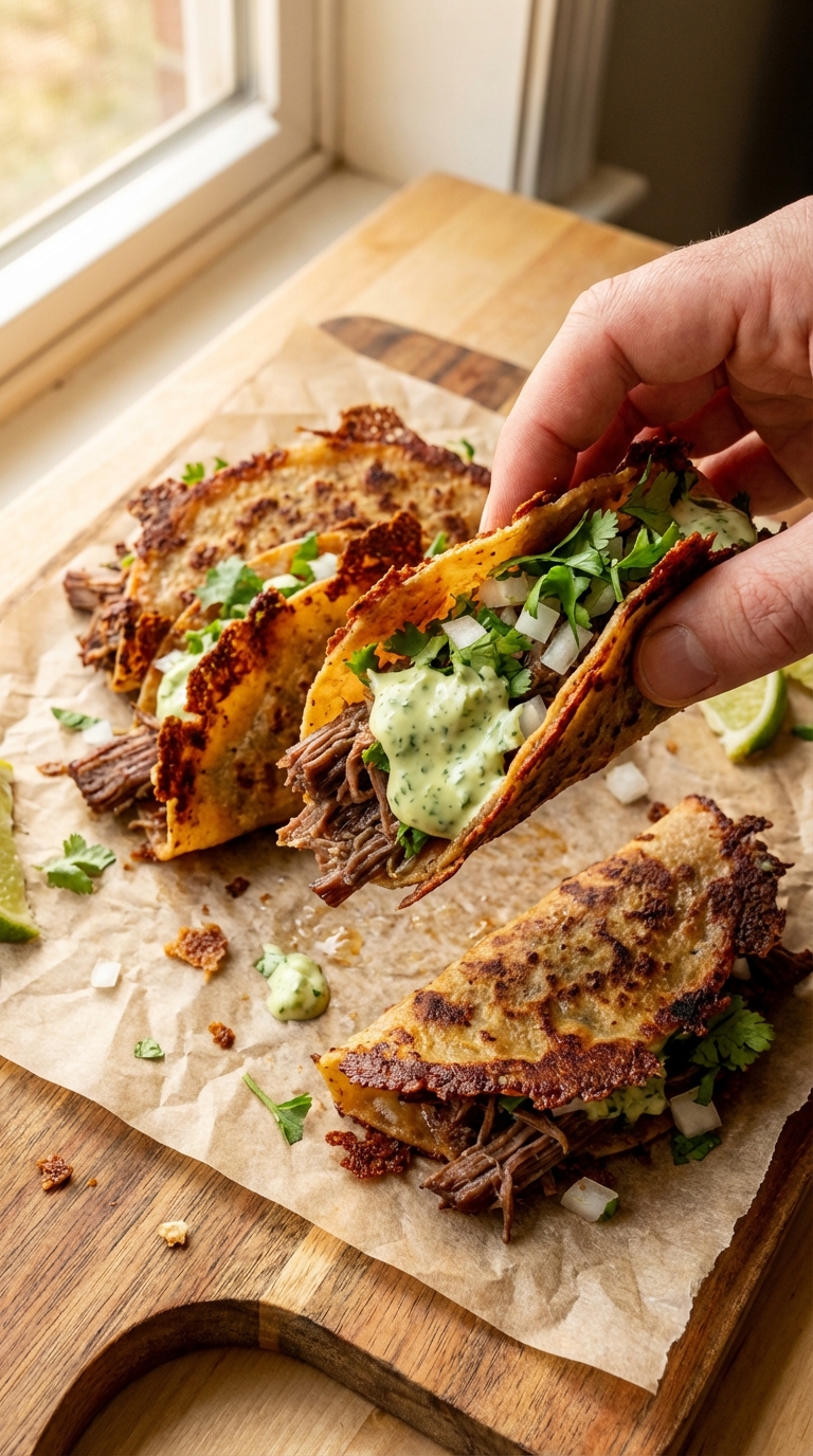 Rind Tacos mit Koriander Aioli