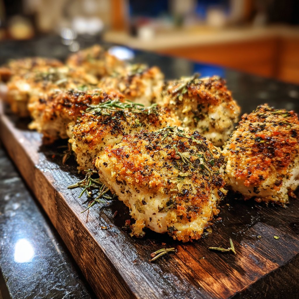 Kräuterkruste gebackenes Hähnchen