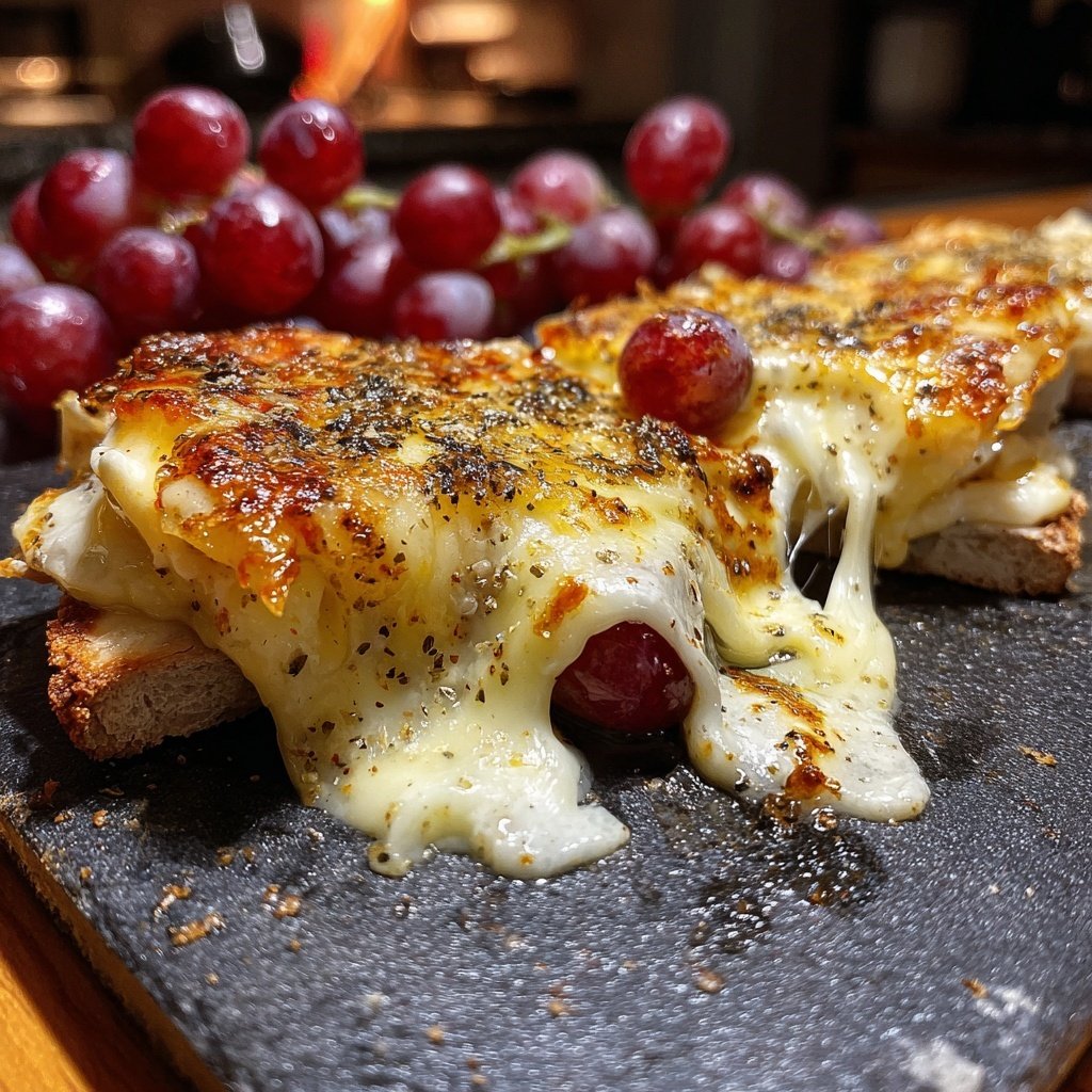 Raclette Pfännchen mit Camembert und Trauben
