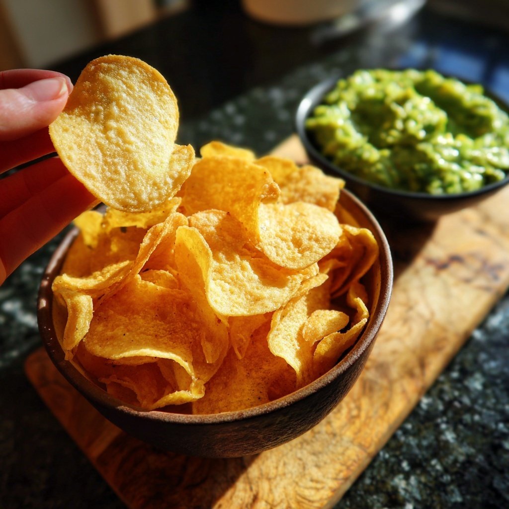 Ernährungsbewusste Chips mit Guacamole