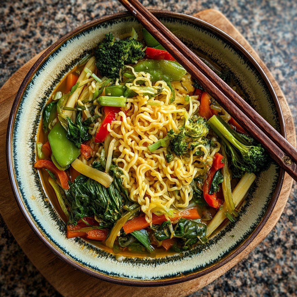 Schnelle vegetarische Ramen mit Ingwer