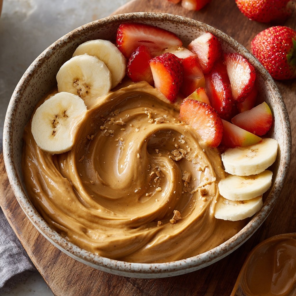 Erdnussbutter Obst Dip