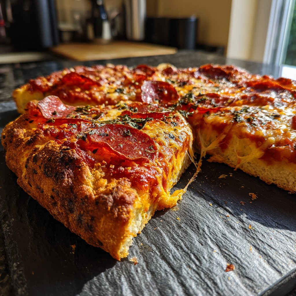 Herzförmige Peperoni Pizza romantisch