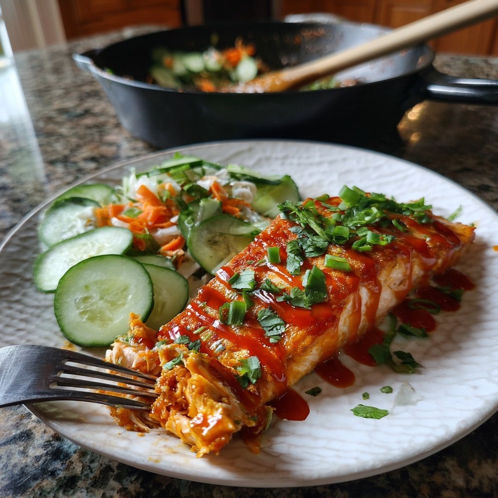 Bang Bang Lachs mit Gurken Salat