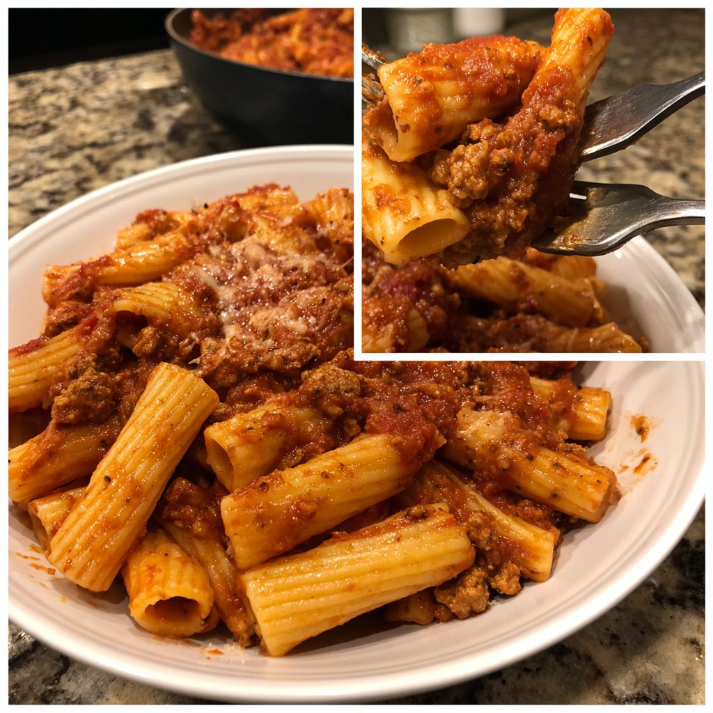 Einfache Rigatoni Putenfleisch Wurst Abendessen