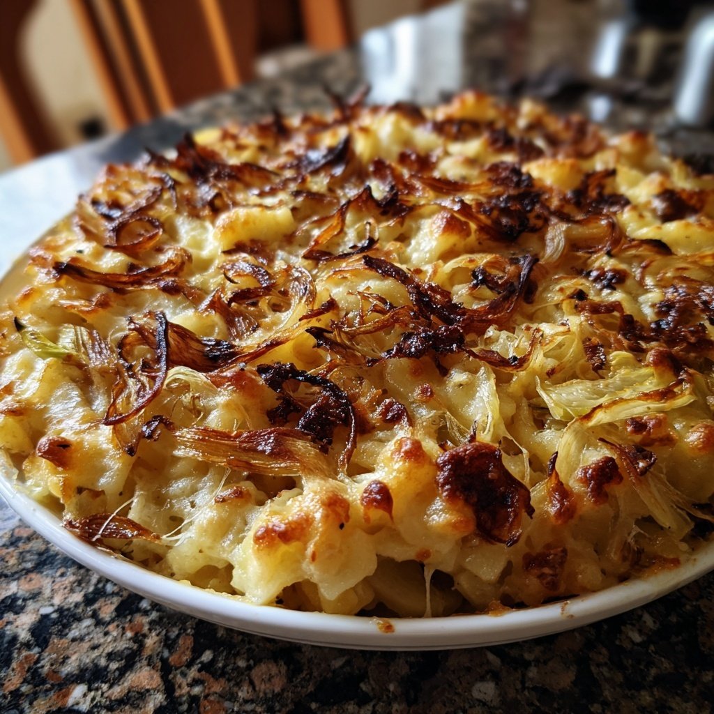 Käsespätzle mit Lauch und Zwiebelbutter