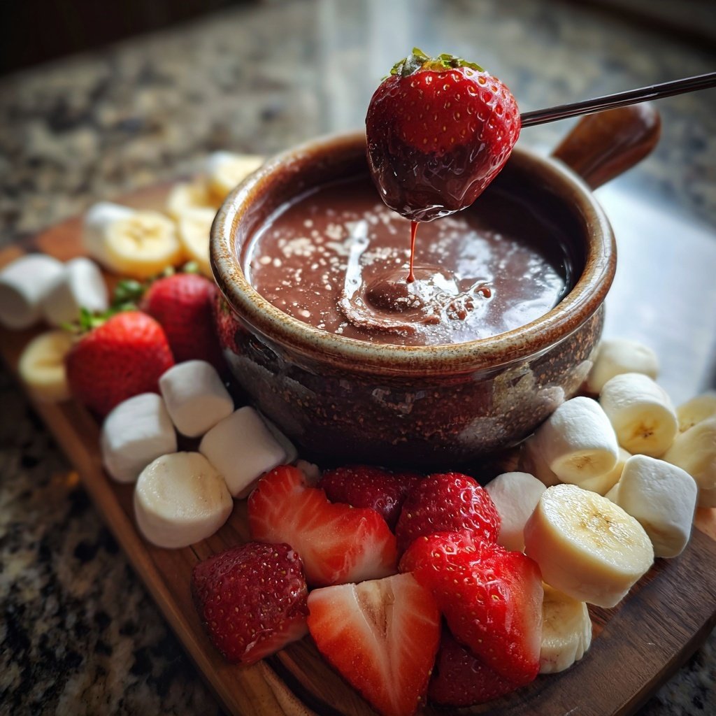 Schokoladenfondue mit frischen Früchten