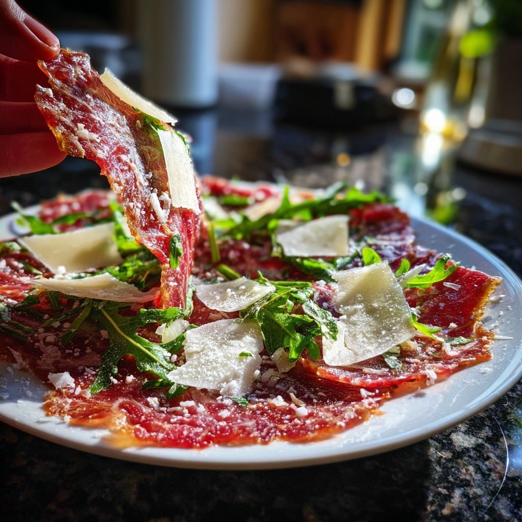 Carpaccio vom Rind mit Parmesan und Rucola