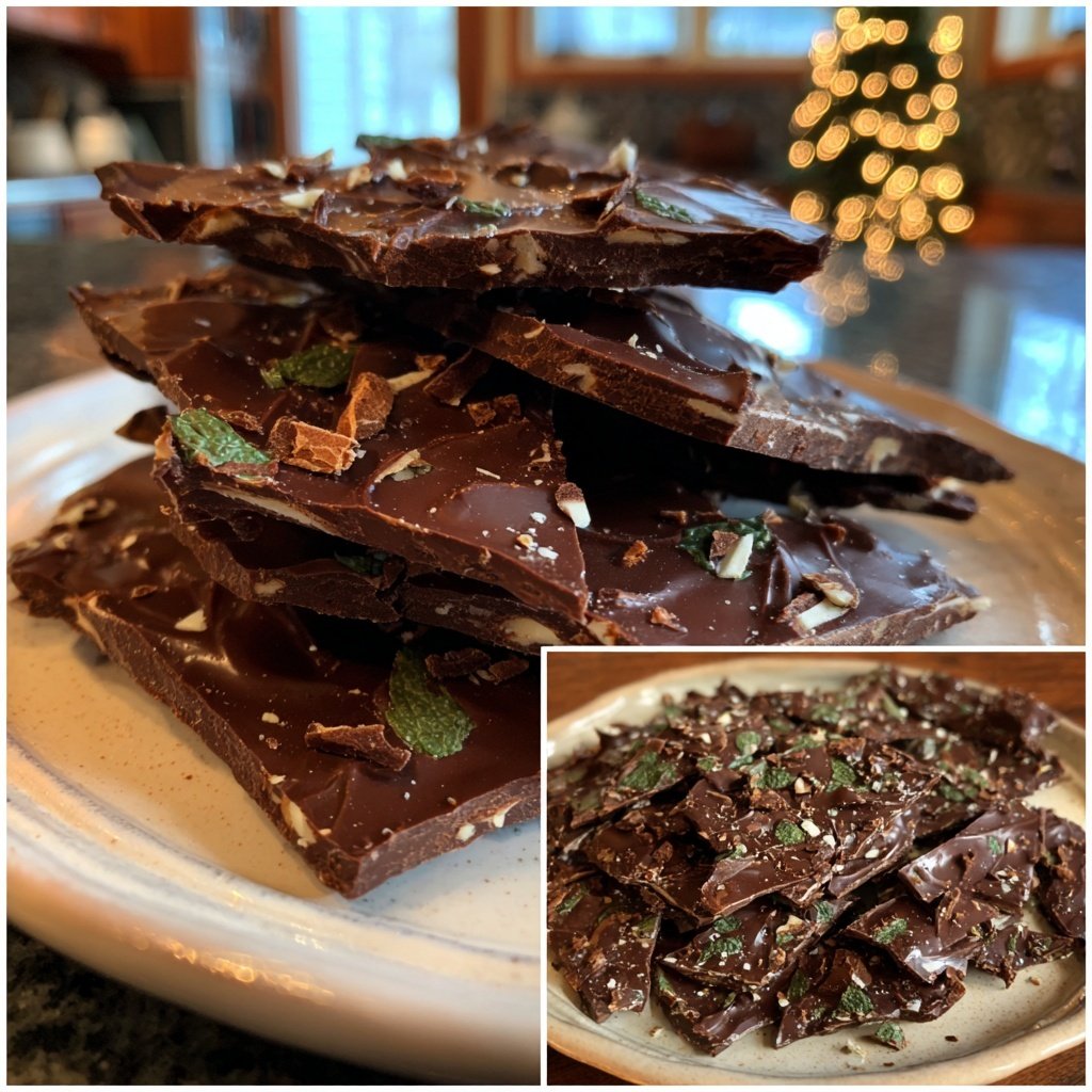 dunkle Schokoladen Pfefferminz Bark Brittle