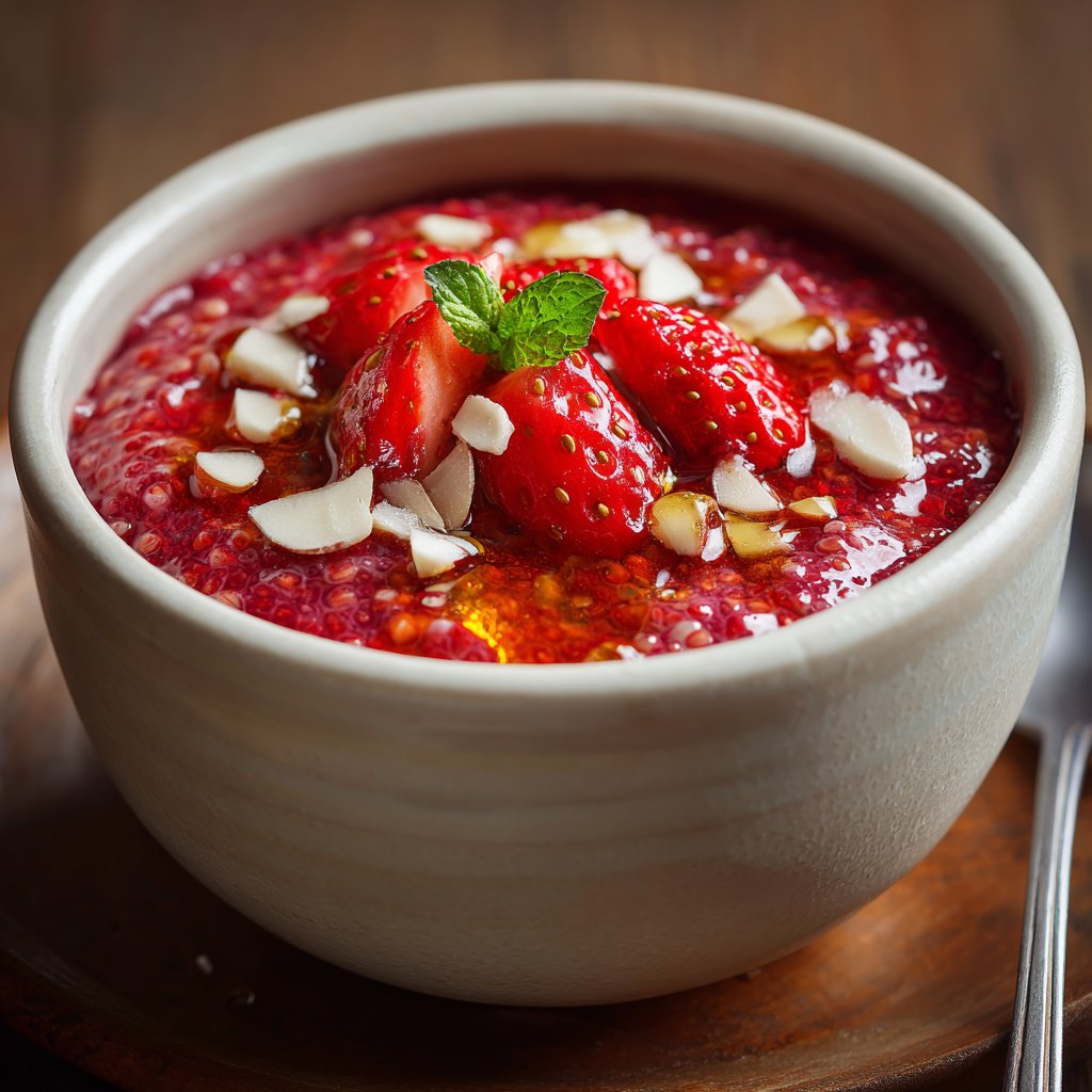 Erdbeer-Chia-Pudding mit Mandeln