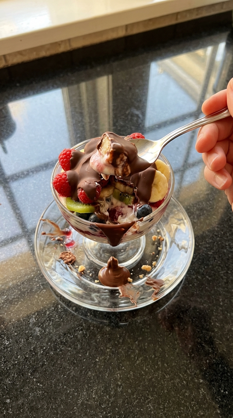 Schokoüberzogenes Früchte Parfait