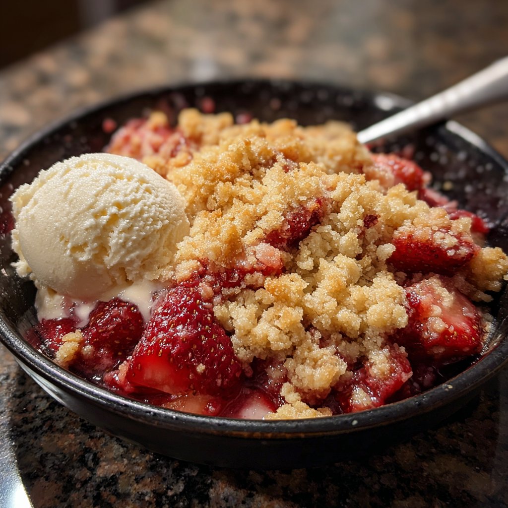 Erdbeer-Crumble mit Vanilleeis