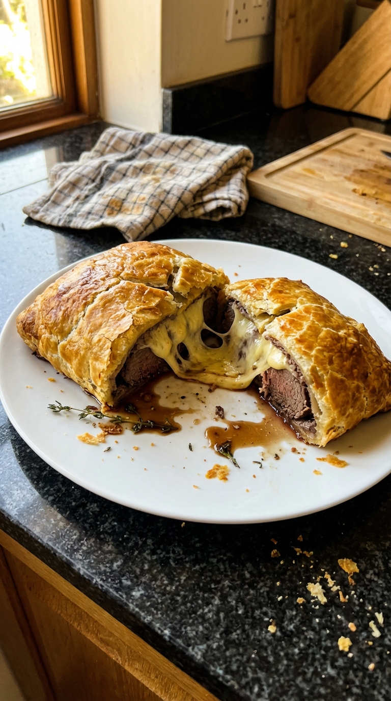 Rind Wellington mit Knoblauch Aioli