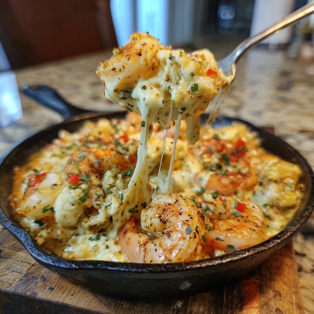 Garnelen und Grütze Cajun käsig