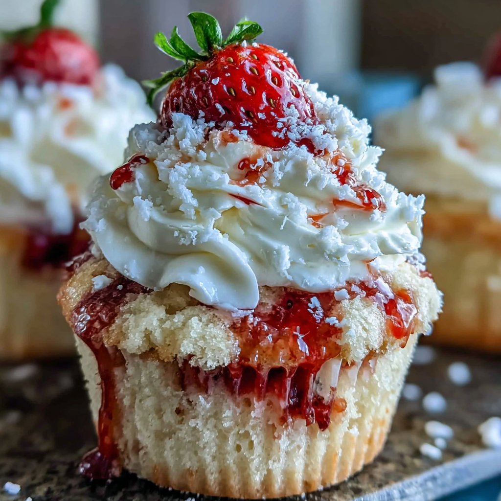 Hausgemachte Erdbeer-Sahne Cupcakes