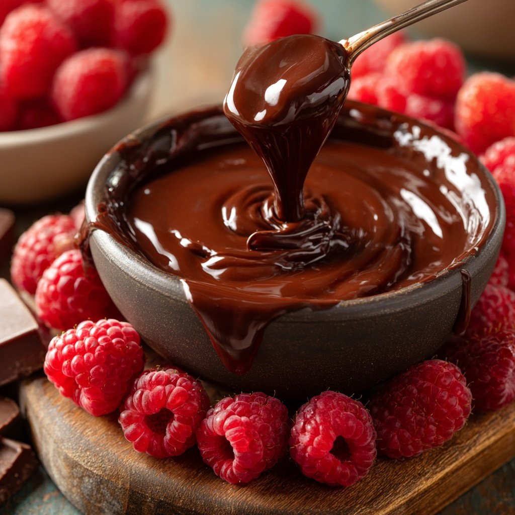 Leidenschaftliches Himbeer Schokoladen Fondue
