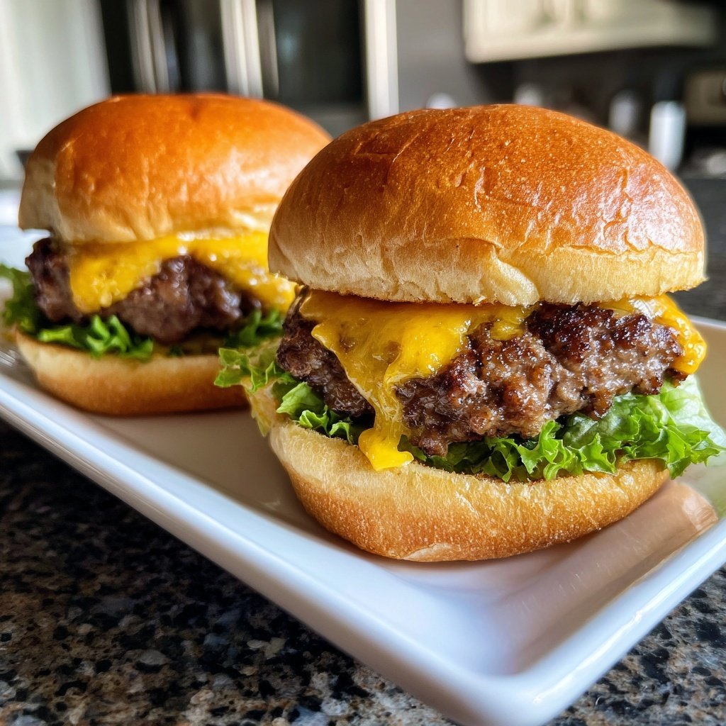 Klassische Cheeseburger Slider Duo
